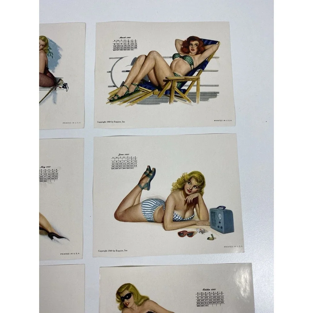1950 Esquire Magazine Desktop Pinup Calendar Holder ~ 11 Months, Missing July